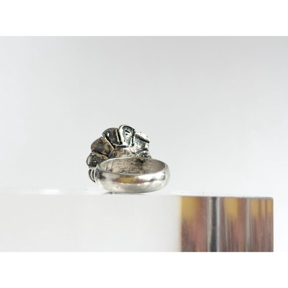 Sleeping Beauty Turquoise Petaled Sterling Floral Southwest Vintage Ring - sz 5 - Picture 4 of 10